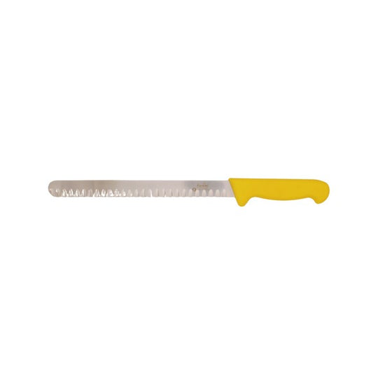 Smithfield 25Cm Scalloped Slicer Yellow Samprene Handle