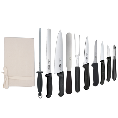 Knife Set Victorinox Large With 20cm Deep Cooks Knife In Cotton Wallet