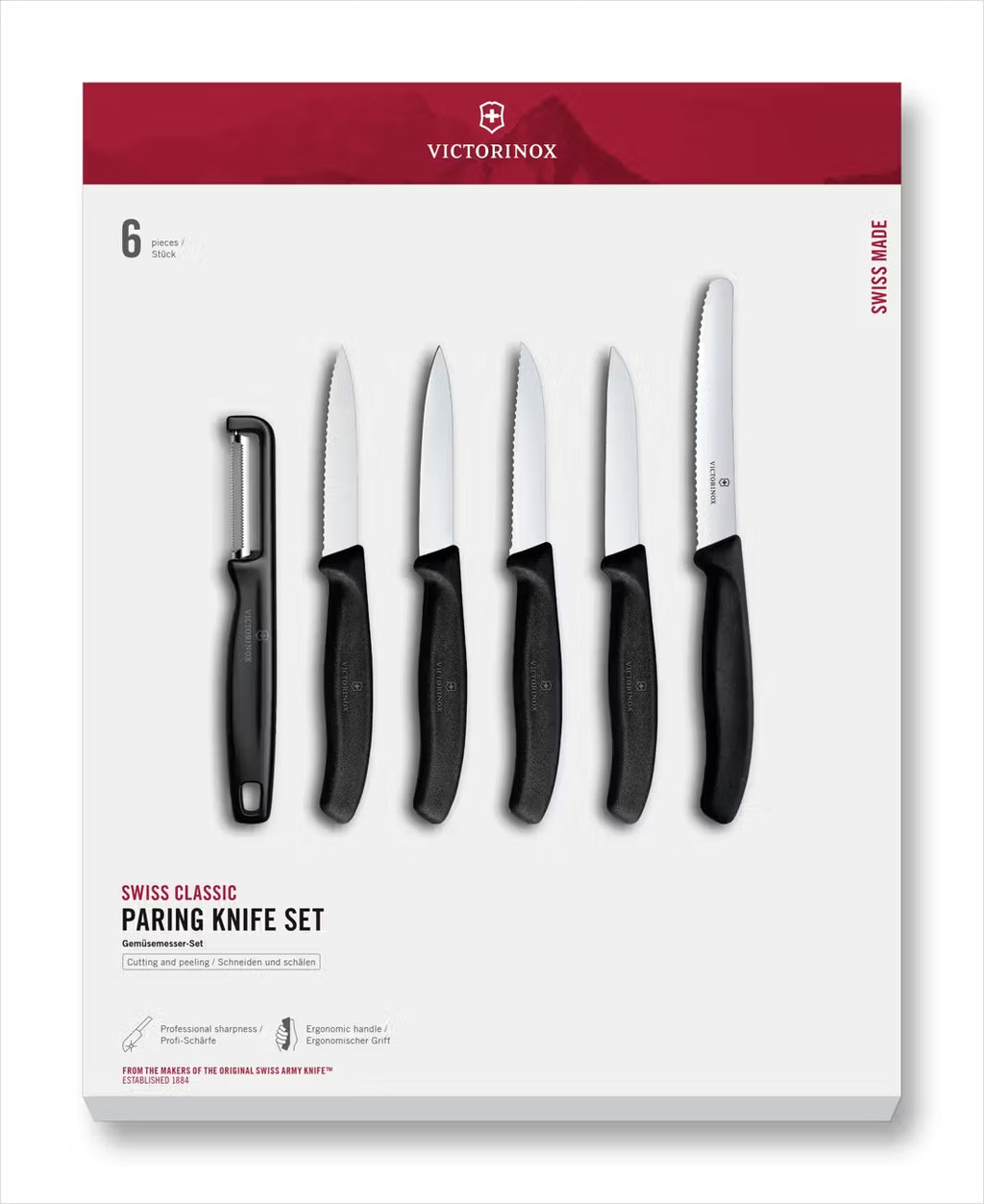 Victorinox Plastic Handle Set Of 5 Parers & 1 Peeler