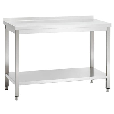 Catering Table S/S With Upstand & Shelf 1000mm (W) X 600mm (D) X 850mm (H) Self Assembly
