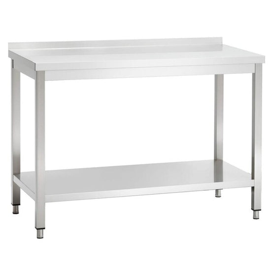 Catering Table S/S With Upstand & Shelf 1500mm (W) X 600mm (D) X 850mm (H) Self Assembly