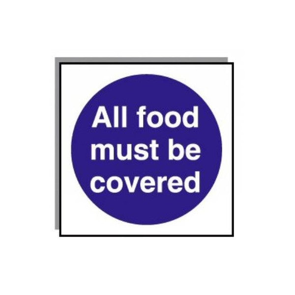 Food Hygiene Sign All Food Must Be Covered 10cm x 10cm