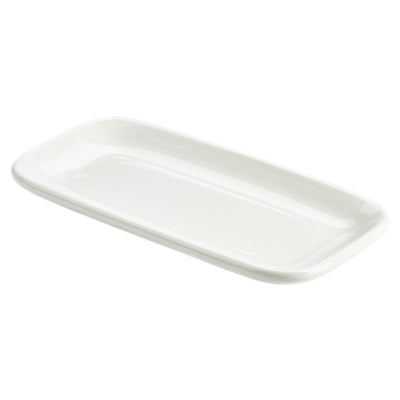 Genware Porcelain Rectangular Rounded Edge Plate 25cm x 13cm (Box Of 6)