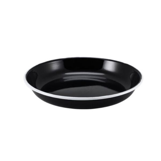 Pasta / Rice Enamel Plate Black With White Rim 20 x 3cm (Box Of 12)