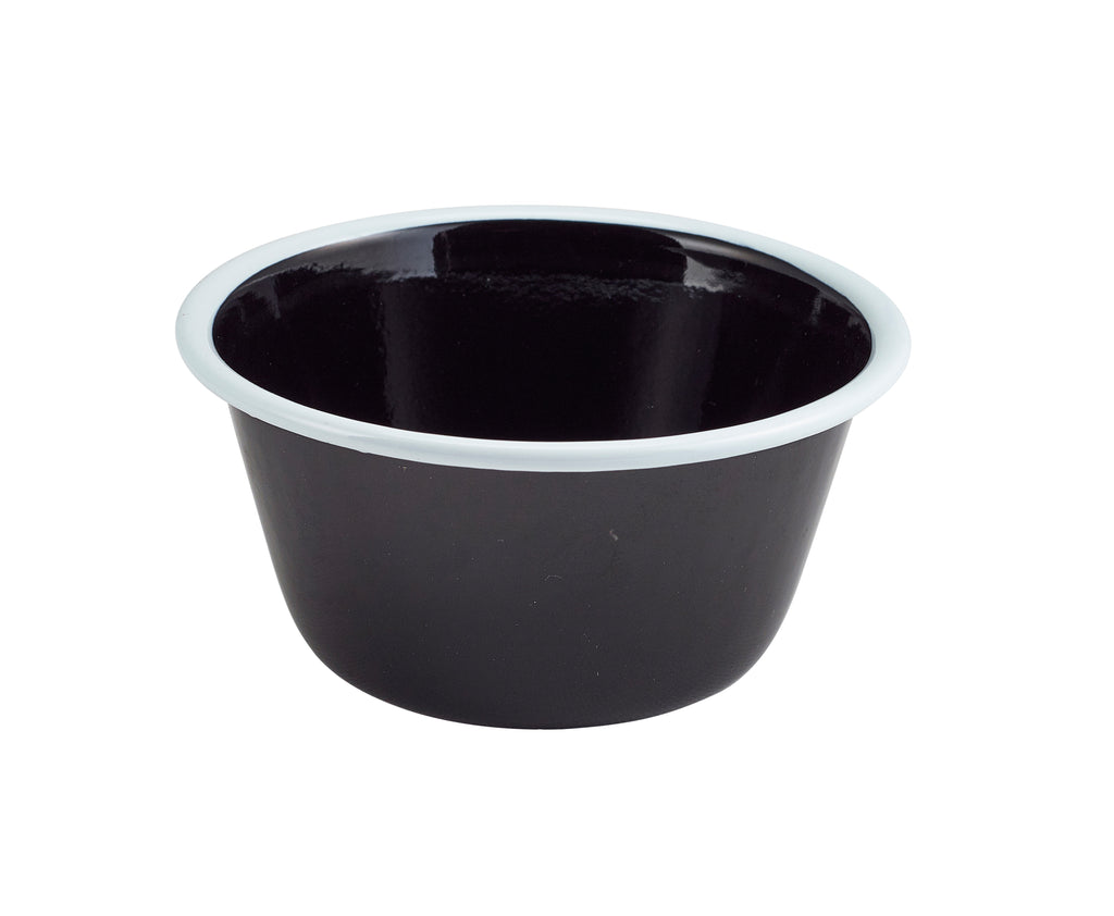 Enamel Deep Pie Dish Black With White Rim 13 X12 X 6Cm (Outer Dia X Inner Dia X H) (Box Of 12)