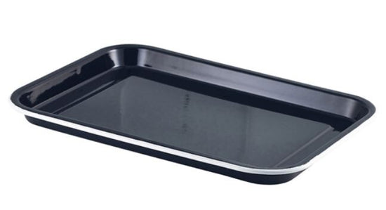 Enamel Serving Tray Black With White Rim 33.5 x 23.5 x 2.2cm (Box Of 6)