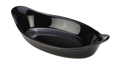 Genware Stoneware Black Oval Eared Dish 22cm (Box Of 4)