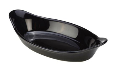 Genware Stoneware Black Oval Eared Dish 16.5cm (Box Of 6)