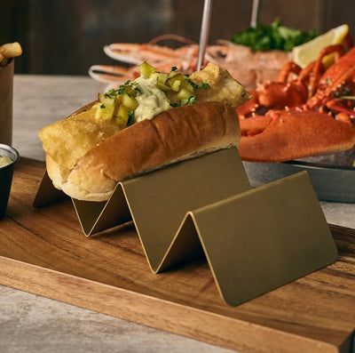 Gold Vintage Steel Fast Food Stand 2 Slot (Box Of 12)