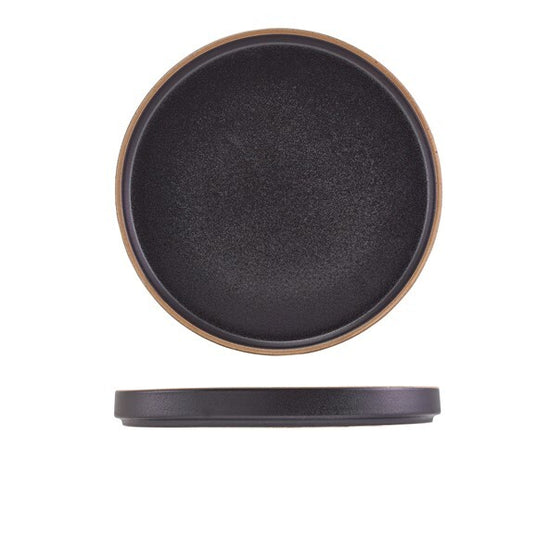 Genware Kava Black Stoneware Presentation Plate 25cm (Box Of 6)