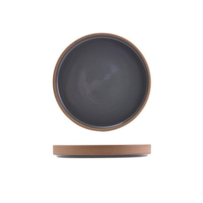 Genware Kava Dark Grey Stoneware Raw Wall Presentation Plate 18cm (Box Of 6)