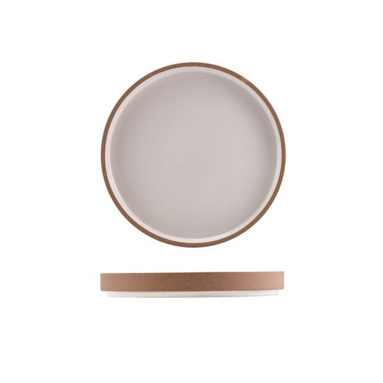 Genware Kava White Stoneware Raw Wall Presentation Plate 18cm (Box Of 6)