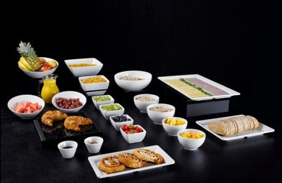 White Melamine Slanted Buffet Bowl 21 x 20 x 10cm