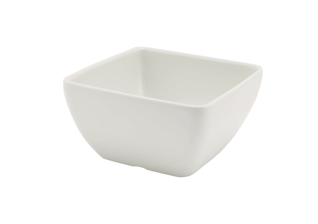 White Melamine Curved Square Bowl 10.5 x 5.3cm (W x H)
