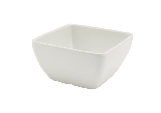 White Melamine Curved Square Bowl 10.5 x 5.3cm (W x H)
