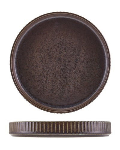 Terra Porcelain Fluted Presentation Plate 20.5cm Black (Box Of 6)