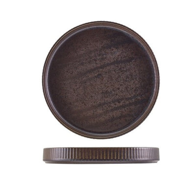 Terra Porcelain Fluted Presentation Plate 26cm Black (Box Of 6)