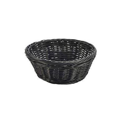 Black Round Polywicker Basket 21cm Dia x 8cm (Box Of 6)