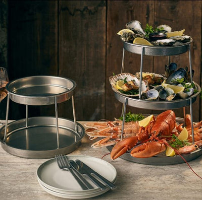 Genware Three Tier Vintage Steel Seafood Stand 35 X 35.5Cm (Dia X H)