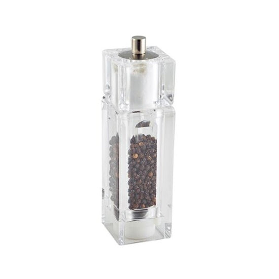 Genware Clear Square Combi Pepper Grinder/Salt Shaker (Box Of 6)
