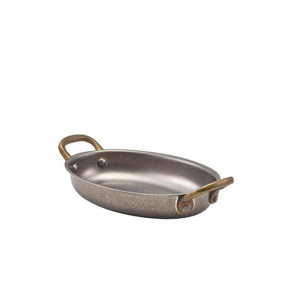 Oval Dish Vintage Steel 16.5 x 12.5cm (Box Of 6)
