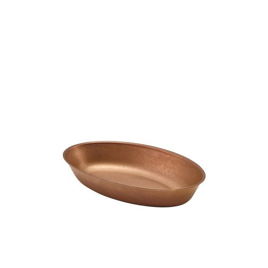Genware Copper Vintage Steel Oval Dish 17.5 x 11cm (Box Of 6)