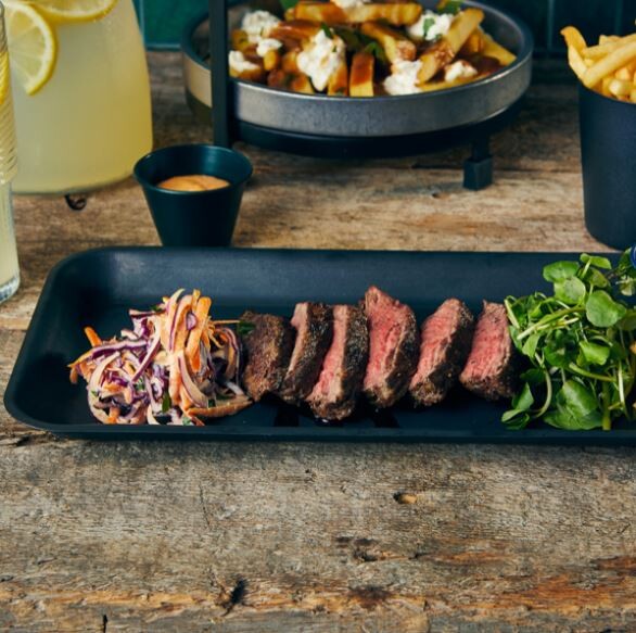 Genware Vintage Steel Tray 36 x 16.5cm Black (Box Of 12)