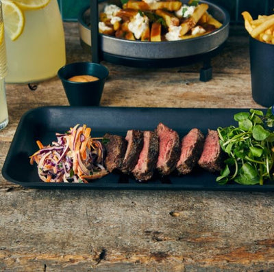 Genware Vintage Steel Tray 36 x 16.5cm Black (Box Of 12)