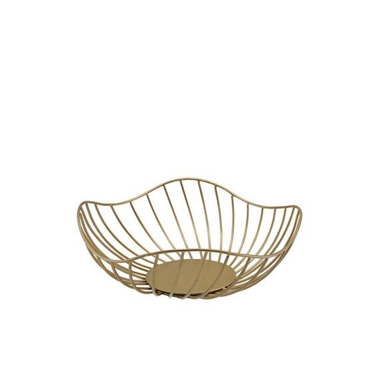 Wire Basket Lotus Leaf Gold 28.5 x 10cm