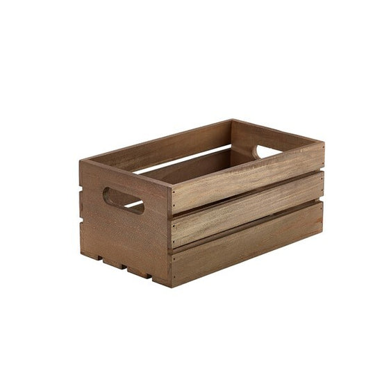 Genware Dark Rustic Wooden Crate 27cm x 16cm x 12cm