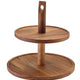 Acacia Wood Two Tier Cake Stand (22 x 28 x 29cm)