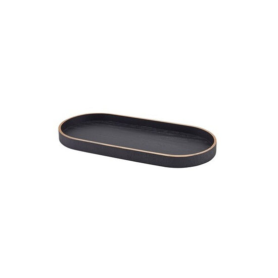 Genware Oval Black Wood Veneer Tray 35 x 16.5cm