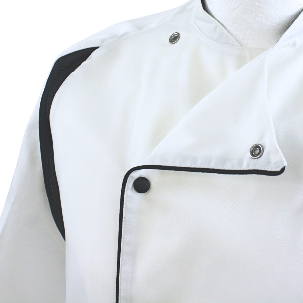 Le Chef De11a Cool And Lite Jacket White With Capped Studs And Black Staycool System Panels