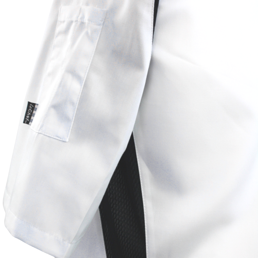 Le Chef De11a Cool And Lite Jacket White With Capped Studs And Black Staycool System Panels