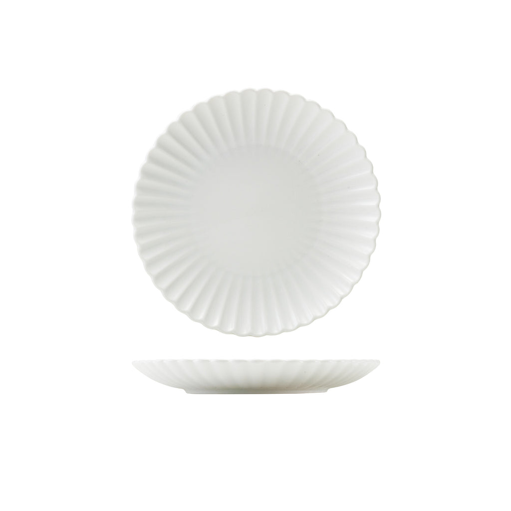 Incise Porcelain Scalloped Coupe Plate 20cm (Box Of 6)