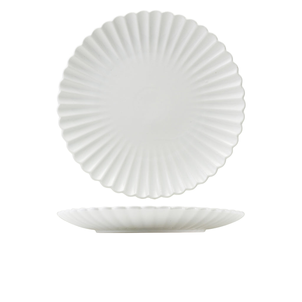 Incise Porcelain Scalloped Coupe Plate 30cm (Box Of 6)