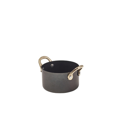 Genware Black Vintage Steel Mini Casserole Dish 9 x 5.25cm (Box Of 6)