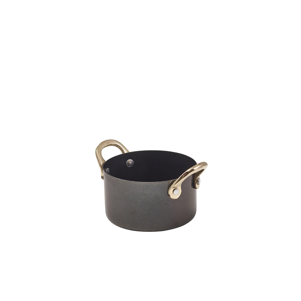 Genware Black Vintage Steel Mini Casserole Dish 9 x 5.25cm (Box Of 6)