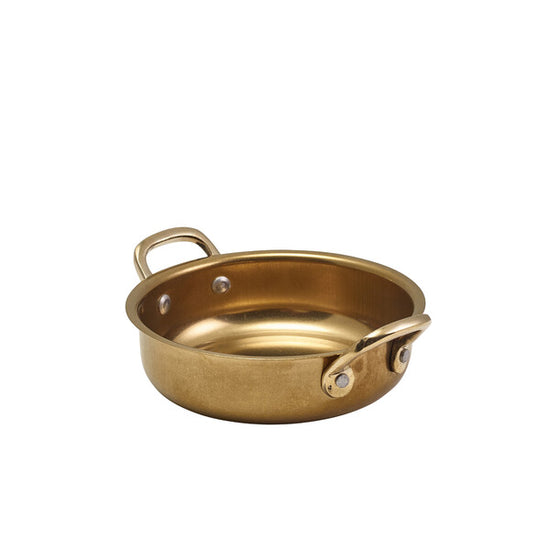 Genware Gold Vintage Steel Round Dish 13.5 x 3.75cm (Box Of 6)
