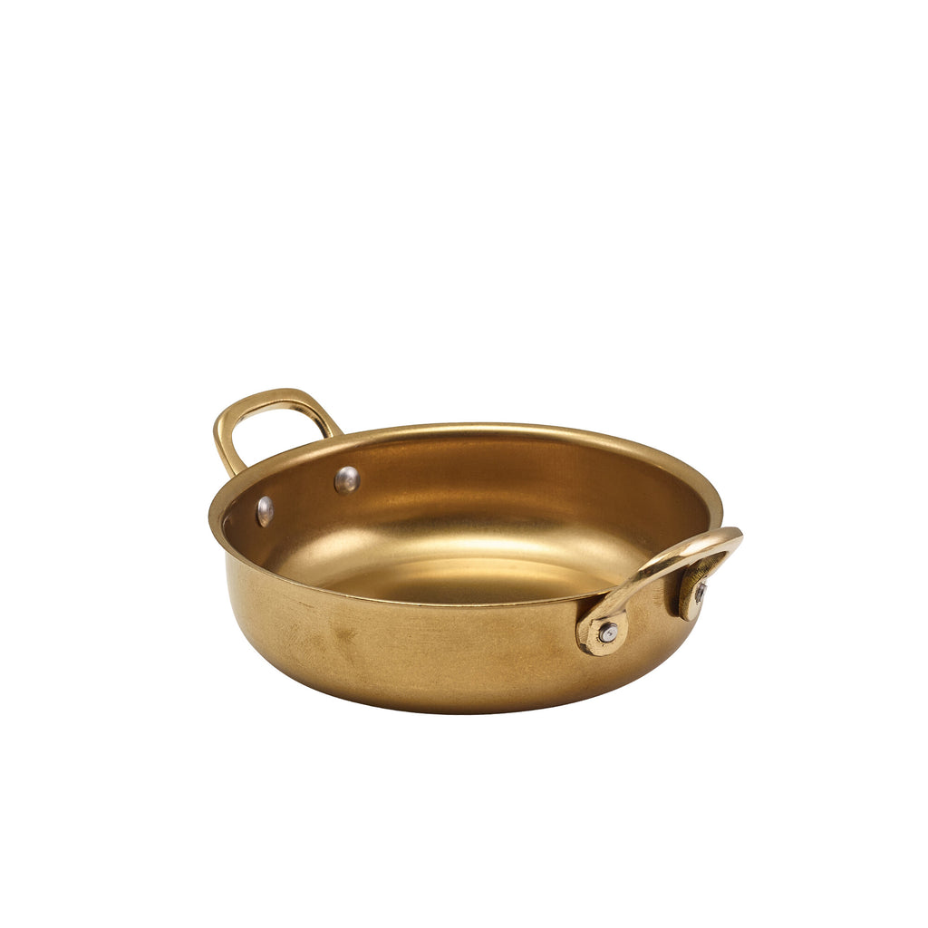 Genware Gold Vintage Steel Round Dish 15.5 x 4cm (Box Of 6)